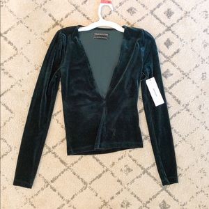 NWT deep V velvet crop top